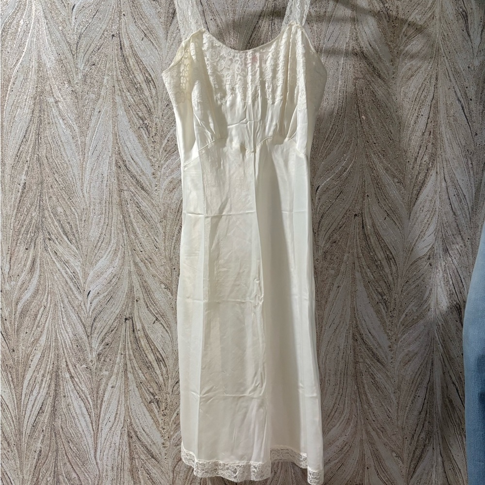 Elegant Cream Lace Slip Dress